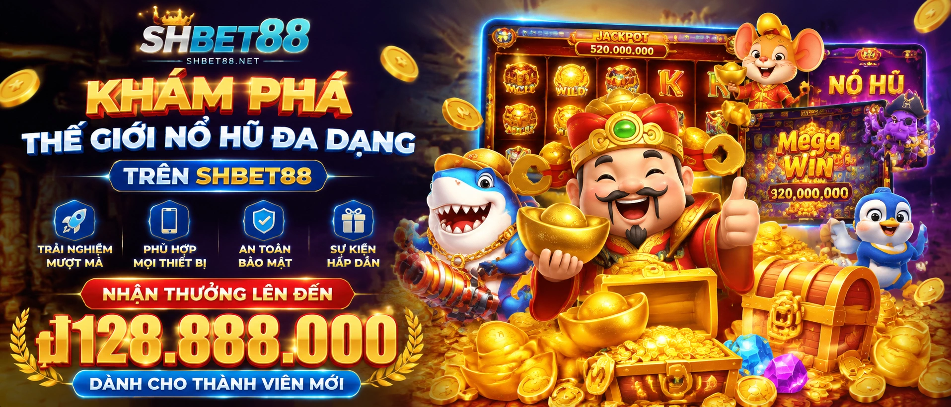 Khu giao diện Nổ Hũ trên shbet88.com.bz với danh mục game trực quan